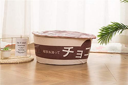 Cute Dog Bed Cat Bed Pet Sofa,Keep Warm and Super Soft Creative Pet Nest,Waterproof Bottom round Pet Bed for Small Cats and Small Dogs Removable Washable Cushion (Chocolate Style)