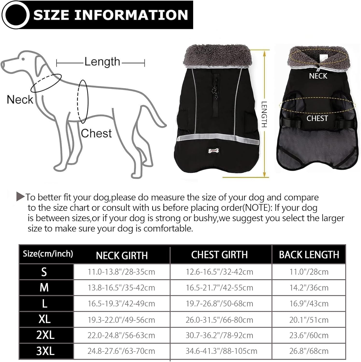 Warm Dog Coat Reflective Dog Jacket, Waterproof Dog Winter Coat Turtleneck Dog Clothes for Cold Weather, Thick Fleece Dog Snowsuit Christmas Dog Vest Pet Apparel for Small Medium Large Dogs L