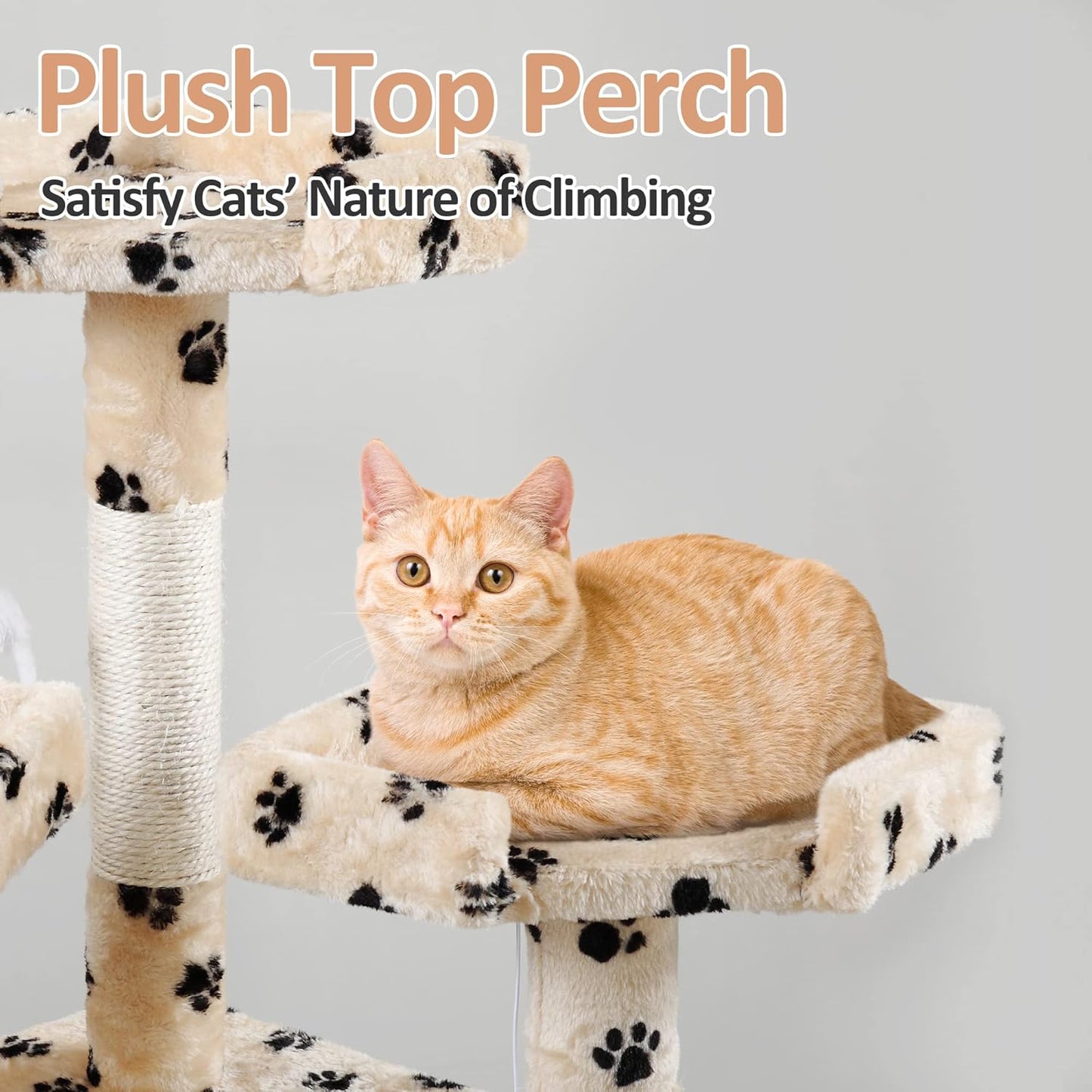 67” Tall Cat Trees and Towers with Scratching Posts Condos Hammock Resting Perch, Indoor Pet Activity Furniture Play House for Large Cats Kitty Kitten