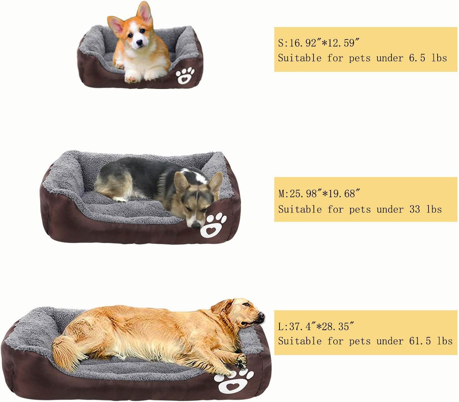 Dog Bed, Super Soft Pet Sofa Cats Bed, Non Slip Bottom Pet Lounger,Self Warming and Breathable Pet Bed Premium Bedding (M)-Coffee
