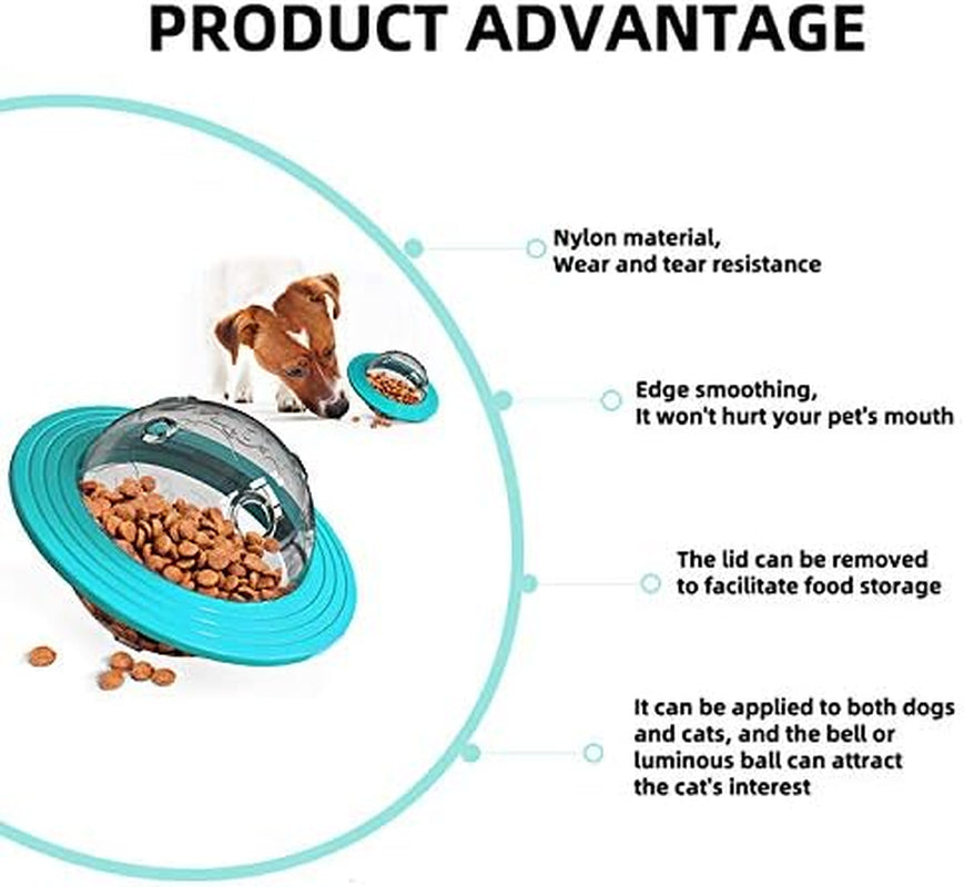 Interactive Dog & Cat Treat Ball Toy Paraflight Flyer Frisbee Design, IQ Food Dispenser Dog Puzzle Slow Feeder Funny for Small Medium Dogs Stimulation Playing Chasing Chewing