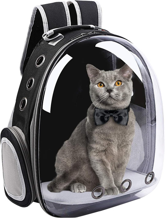 Cat Backpack Carrier Bubble Bag,Small Dog Backpack Carrier for Puppies or Rabbit,Space Capsule Pet Carrier Backpacks Airline Approved for Travel Outdoor Use,Black