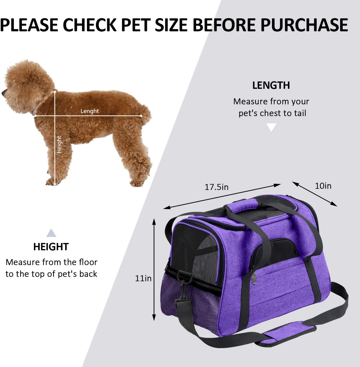 Cat Carrier Dog Carrier for Medium Dogs Dog Travel Crate Soft Slided Collapsible Pet Travel Carrier, Large (20.5" W X 13.5" H X 10" D)