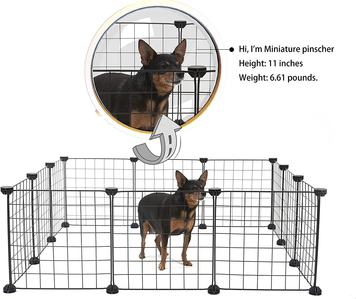 Small Animal Playpen, Small Animal Cage for Indoor Outdoor Use, Portable Metal Wire Yard Fence for Small Animal, Guinea Pigs, Bunny, Turtle, Hamster (11.8X11.8)