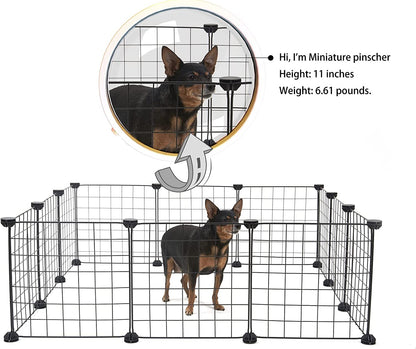 Small Animal Playpen, Small Animal Cage for Indoor Outdoor Use, Portable Metal Wire Yard Fence for Small Animal, Guinea Pigs, Bunny, Turtle, Hamster (11.8X11.8)