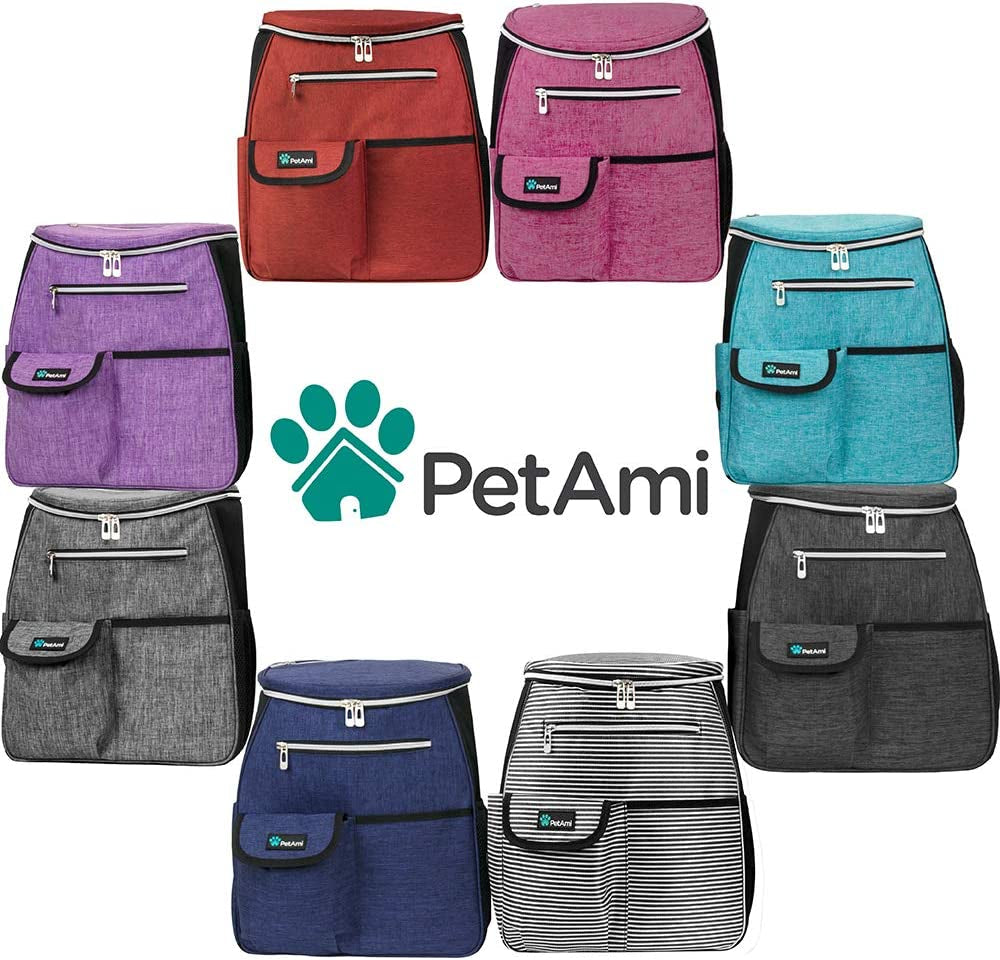 Dog Travel Bag Backpack, Airline Approved Dog Bags for Traveling, Puppy Diaper Bag Supplies, Pet Camping Essentials Hiking Accessories Dog Mom Gift, Food Container, Collapsible Bowls, Gray