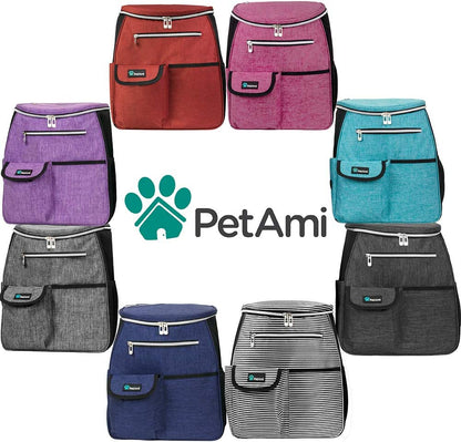 Dog Travel Bag Backpack, Airline Approved Dog Bags for Traveling, Puppy Diaper Bag Supplies, Pet Camping Essentials Hiking Accessories Dog Mom Gift, Food Container, Collapsible Bowls, Gray