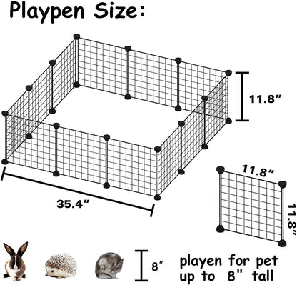 Small Animal Playpen, Small Animal Cage for Indoor Outdoor Use, Portable Metal Wire Yard Fence for Small Animal, Guinea Pigs, Bunny, Turtle, Hamster (11.8X11.8)