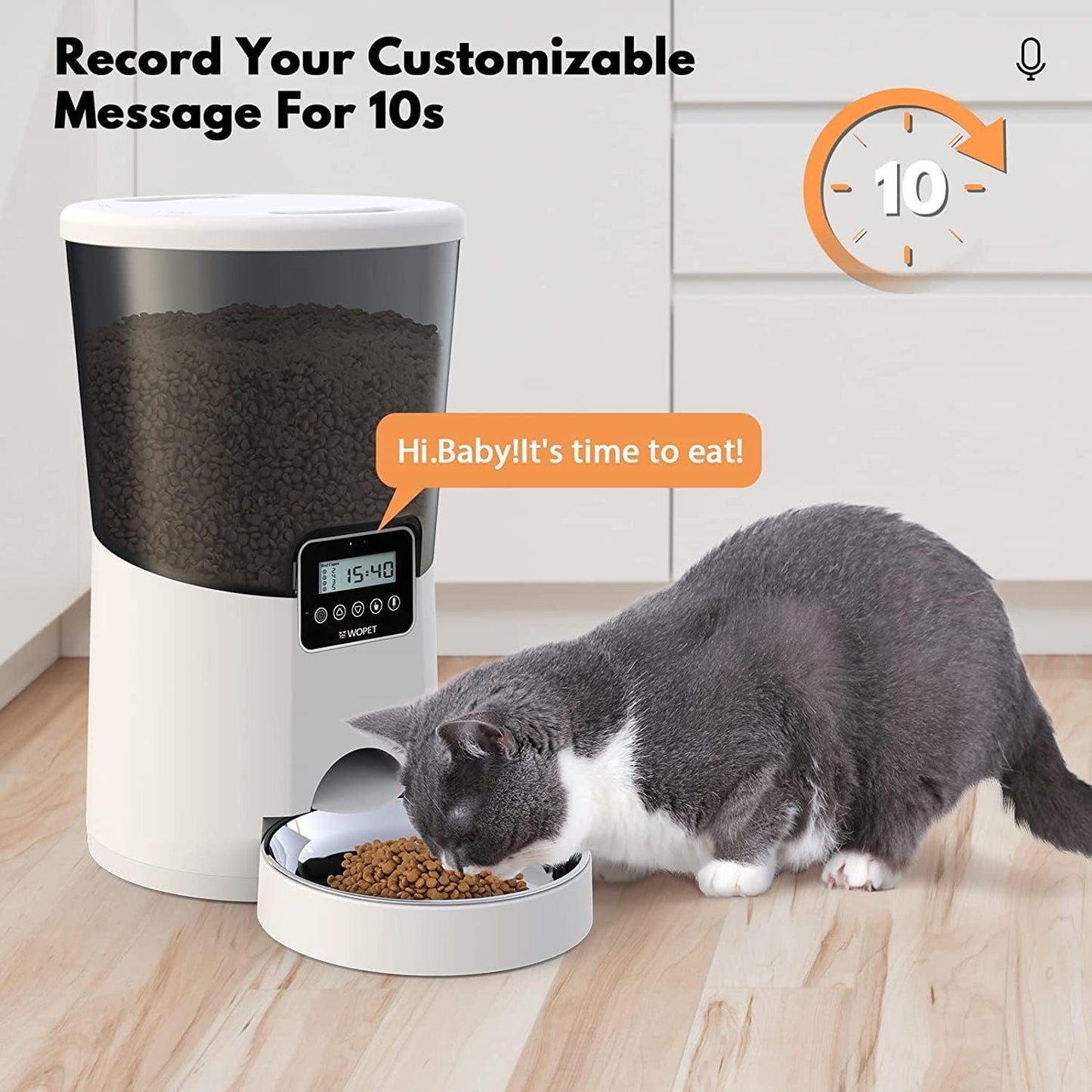 Automatic Cat Feeder,236Oz/7L Dog Feeder Pet Food Dispenser with Programmable Timer,Portion Control 1-4 Meals per Day,Voice Recorder & Dual Power Supply for Cats Dogs (7L)