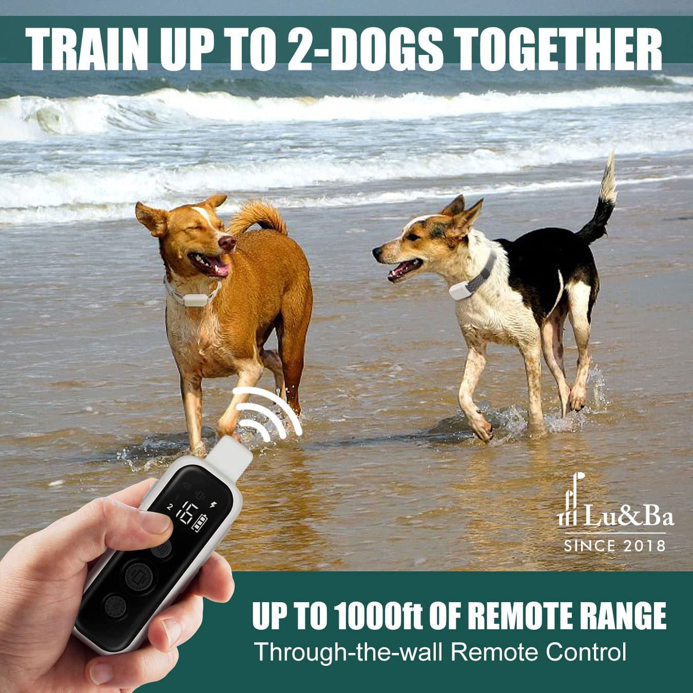 Dog Shock Collar, Waterproof Dog Training Collar with Remote Rechargeable Electric Training Collar with Beep Vibration and Shock Mode Suitable for Small Medium Large Dogs