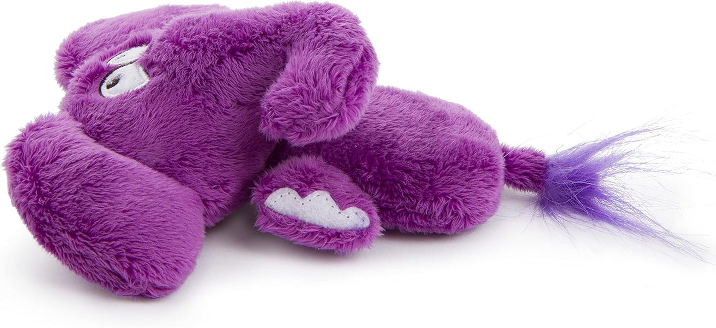 ! Flattie Elephant Silent Squeak Plush Dog Toy W/ Chew Guard Technology - Purple, Mini