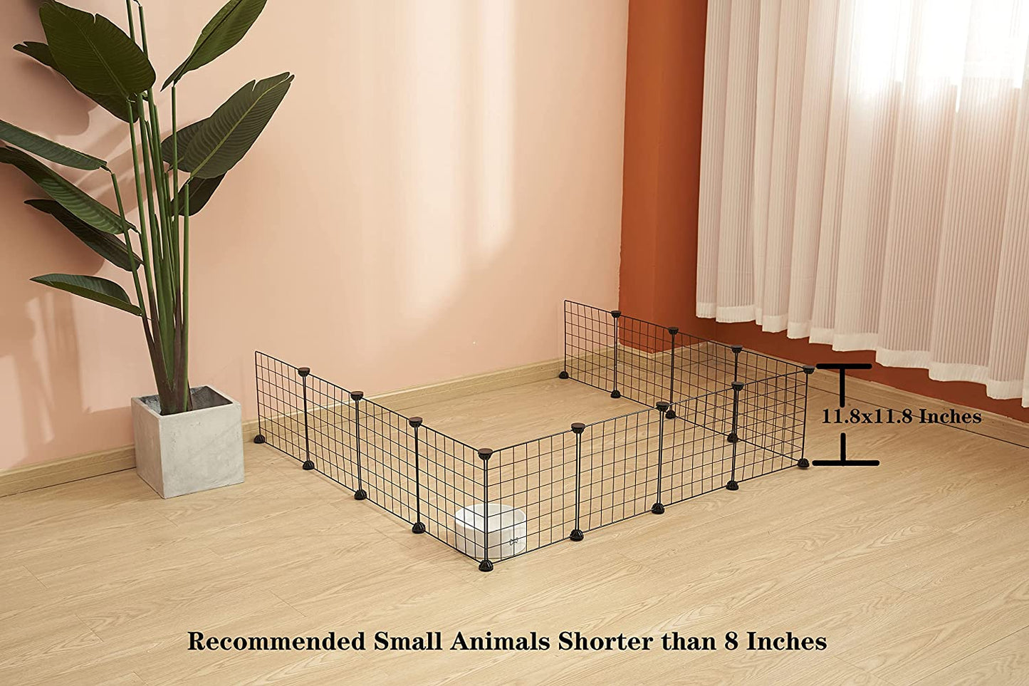 Small Animal Playpen, Small Animal Cage for Indoor Outdoor Use, Portable Metal Wire Yard Fence for Small Animal, Guinea Pigs, Bunny, Turtle, Hamster (11.8X11.8)