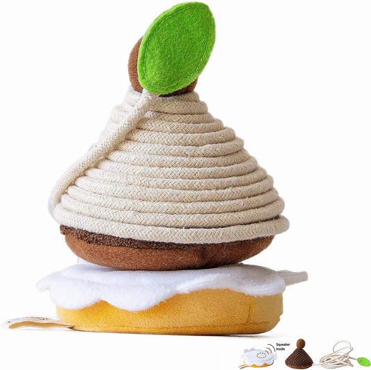 Dog Toys,Squeaky Dog Toys,Plush Puppy Teething Chew Toys for Small Medium Dogs (Chestnut)