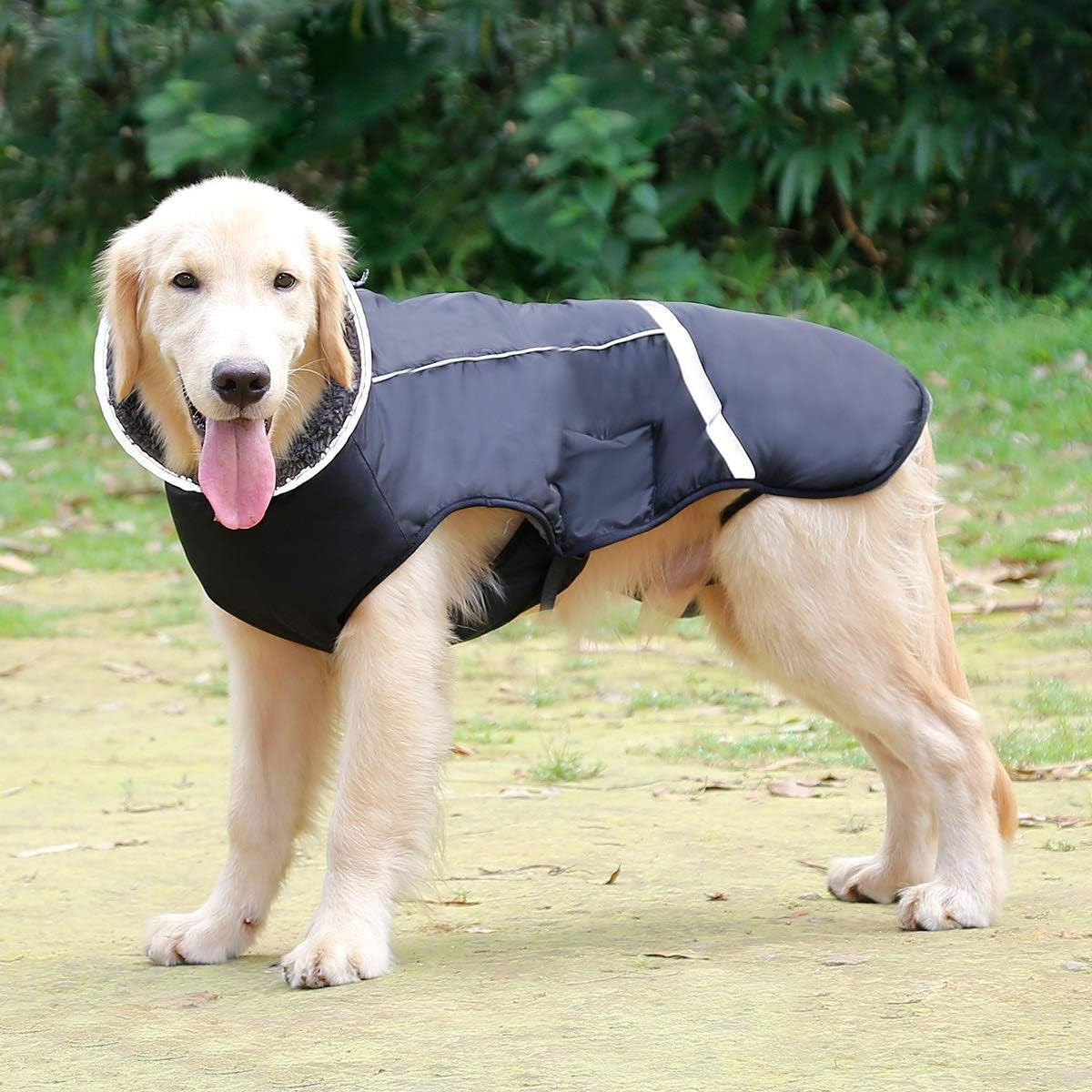 Warm Dog Coat Reflective Dog Jacket, Waterproof Dog Winter Coat Turtleneck Dog Clothes for Cold Weather, Thick Fleece Dog Snowsuit Christmas Dog Vest Pet Apparel for Small Medium Large Dogs L