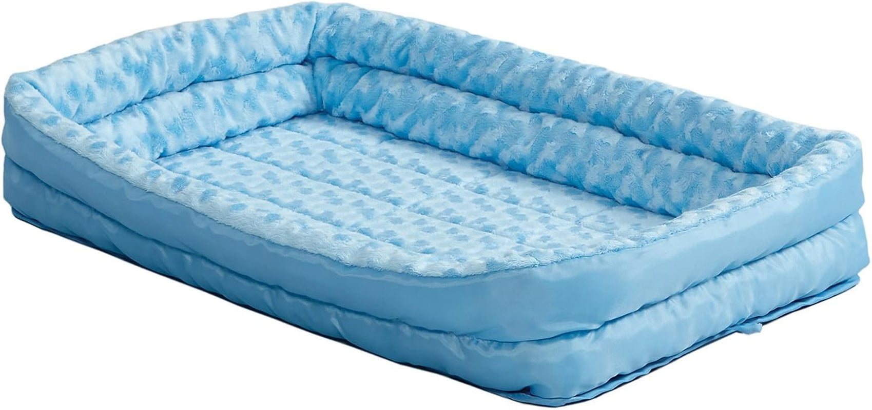 Double Bolster Pet Bed | Blue 30-Inch Dog Bed Ideal for Medium Dog Breeds & Fits 30-Inch Long Dog Crates