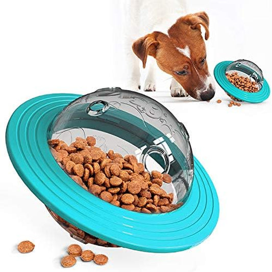 Interactive Dog & Cat Treat Ball Toy Paraflight Flyer Frisbee Design, IQ Food Dispenser Dog Puzzle Slow Feeder Funny for Small Medium Dogs Stimulation Playing Chasing Chewing