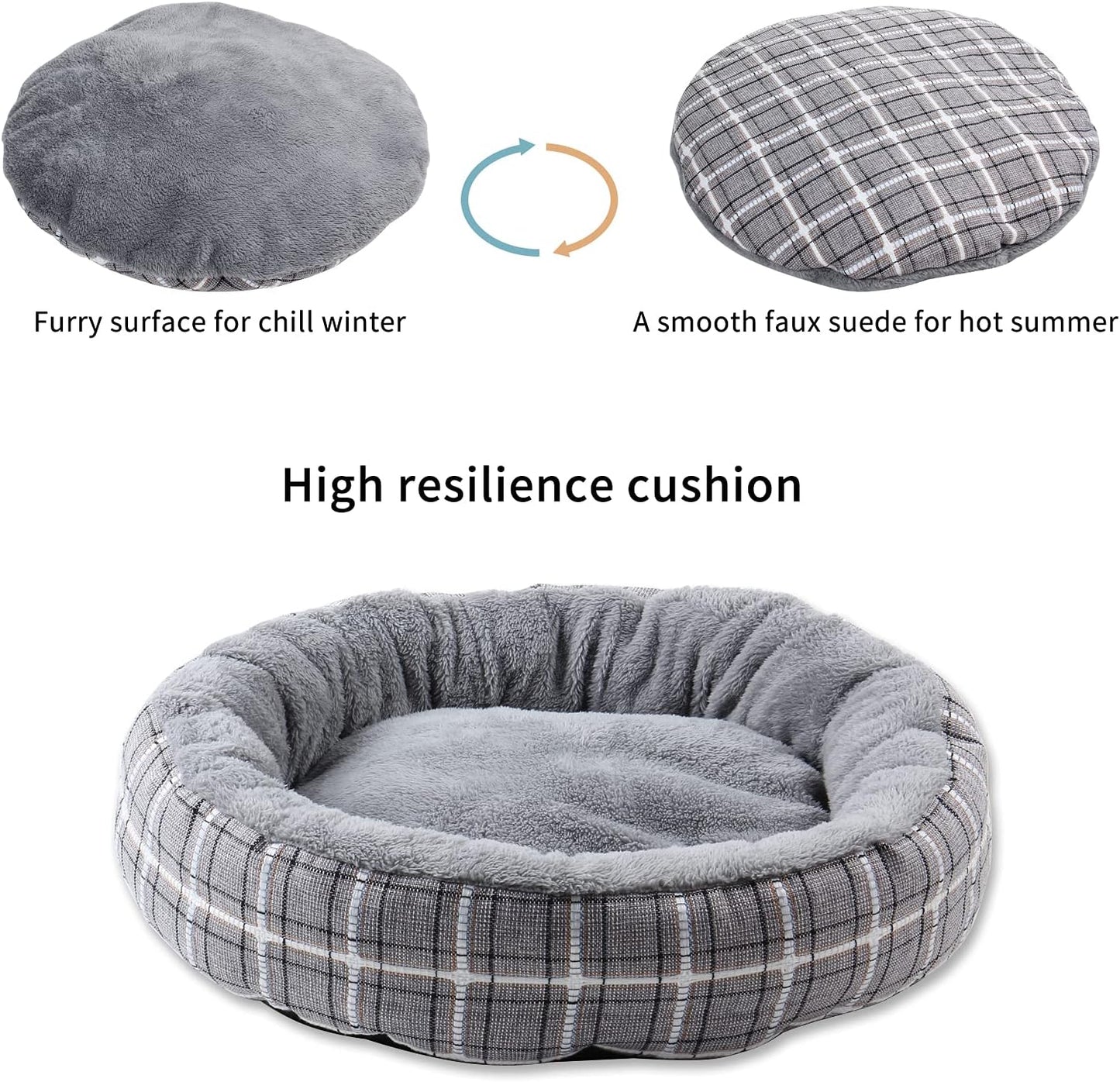 Cat Bed, Washable round Cat House for Indoor Cats, Calming Dog Bed, 20 Inch Donut Dog Bed for Small/Medium/Large Dogs, Anti-Slip & Water-Resistant Bottom…