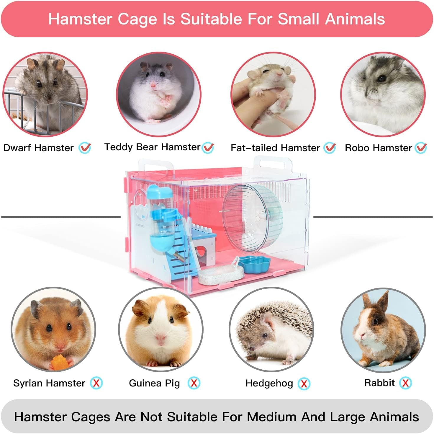 Hamster Cages, Rat Cage, Gerbil Haven Habitat, Habitats with Hamster Accessories Includes Hamster Wheel&Hamster Bedding, Chew Toys, Water Bottle, Food Dish and Hamster Hideout