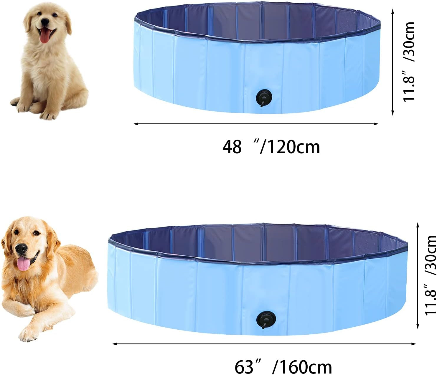 Foldable Dog Pet Pool - Large Foldable Bathing Tub for Dogs Cats, Portable Kiddie Pool, Indoor Outdoor Swimming Pool for Pet, PVC Non-Slip Pet Dog Cat Bathing Tub Children Pet Dog Pool