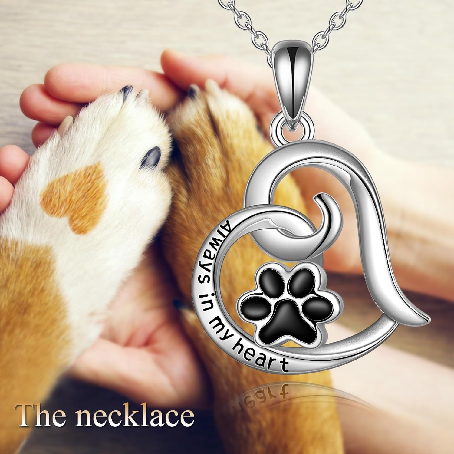 Cremation Jewelry for Pet Ashes Urn Necklace for Ashes Keepsake Memory Jewelry for Ashes for Dog Cat Paw (2-Heart)
