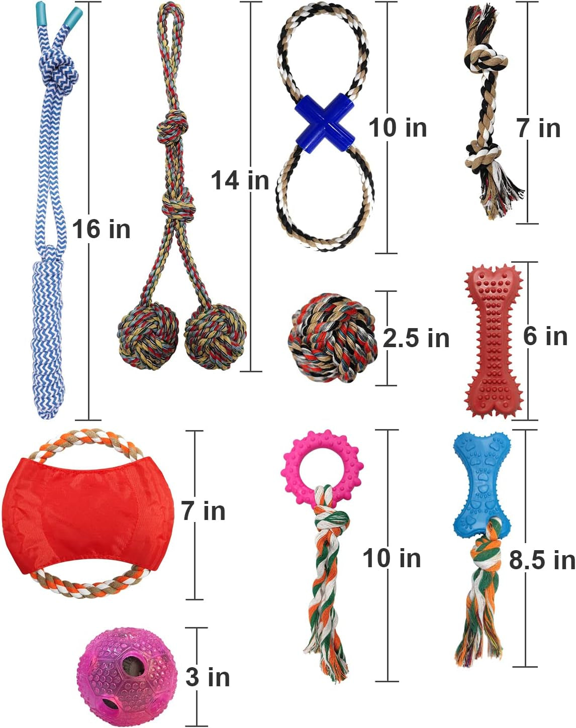 Dog Toys- Dog Chew Toys for Puppy, 10 Pack Nearly Indestructible Dog Toys for Aggressive Chewers Puppy Chew Toys, Puppies Teething Cotton Rope Toys for Boredom Interactive Tug of War