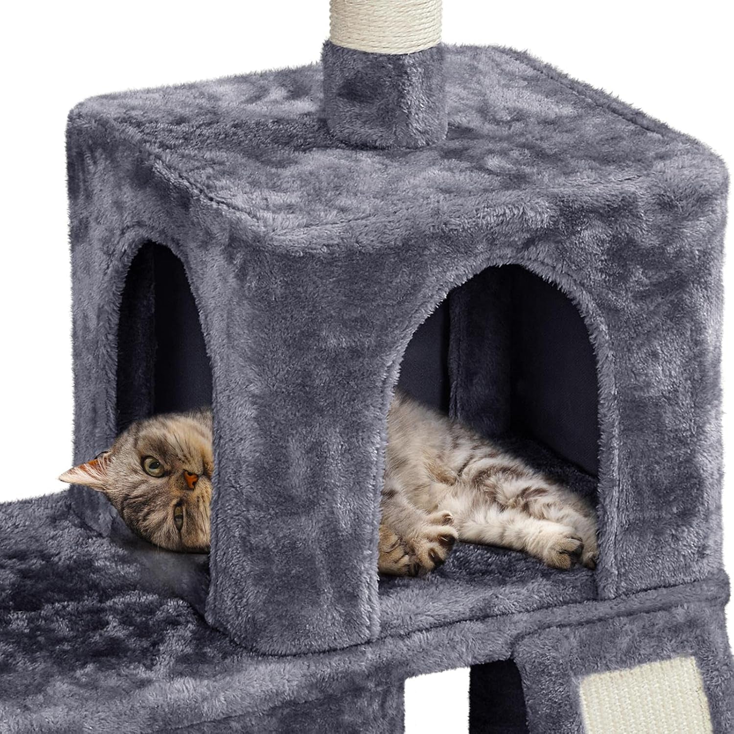 53.5Inches Cat Tree Large Cat Tower W/Premium Scratching Posts, Condos and Hanging Balls, Sturdy Pet Play House for Indoor Cats, Dark Gray
