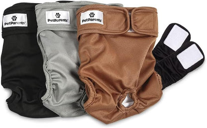 ® Washable Dog Diapers (3Pack) + Extendrs® of Durable Doggie Diapers, Premium Dog Diapers Female (X-Large, Natural)