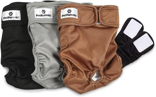 ® Washable Dog Diapers (3Pack) + Extendrs® of Durable Doggie Diapers, Premium Dog Diapers Female (X-Large, Natural)