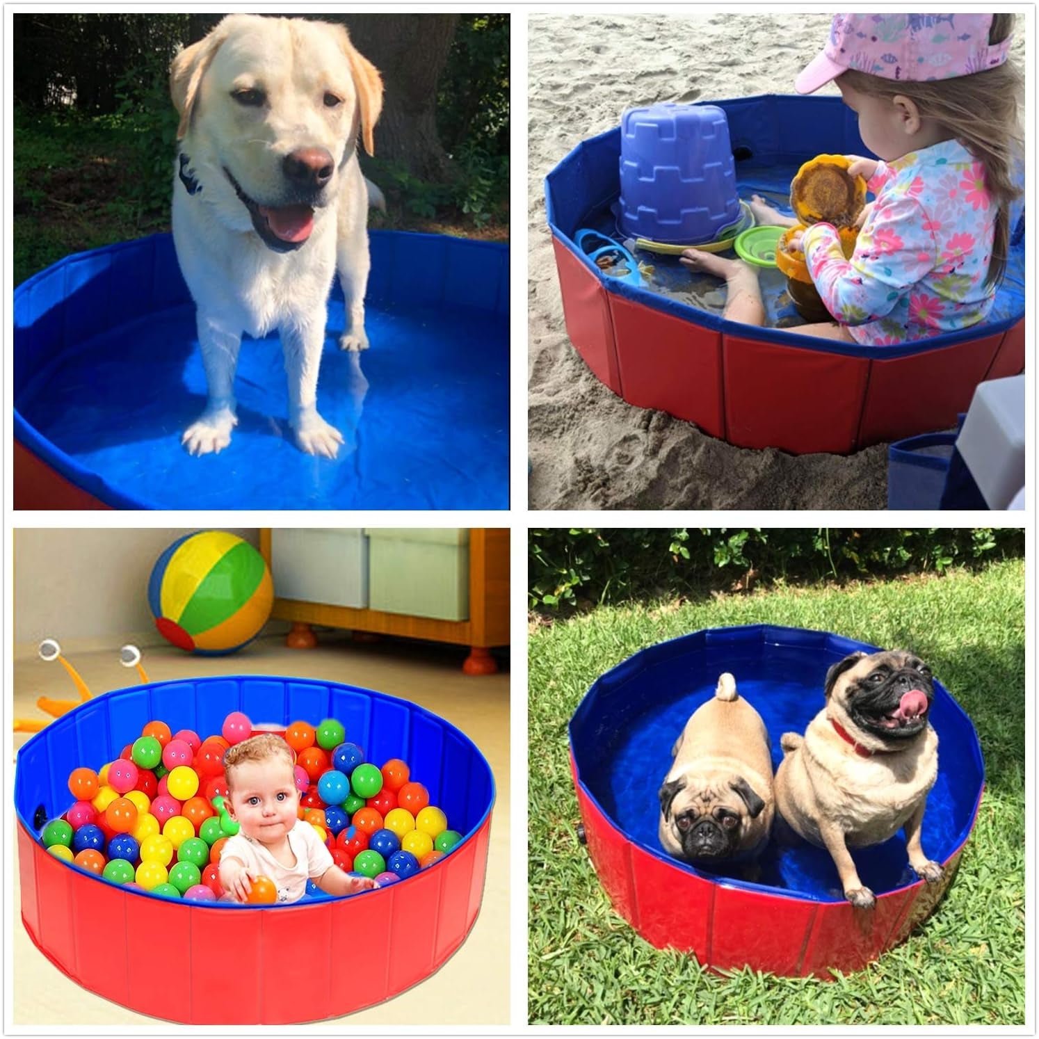 Foldable Dog Pet Bath Pool, Collapsible Swimming Pool for Dogs, Portable PVC Pet Paddling Bath Tub Dog Pools for Large Dogs (2Xlarge-63'' X 12'')