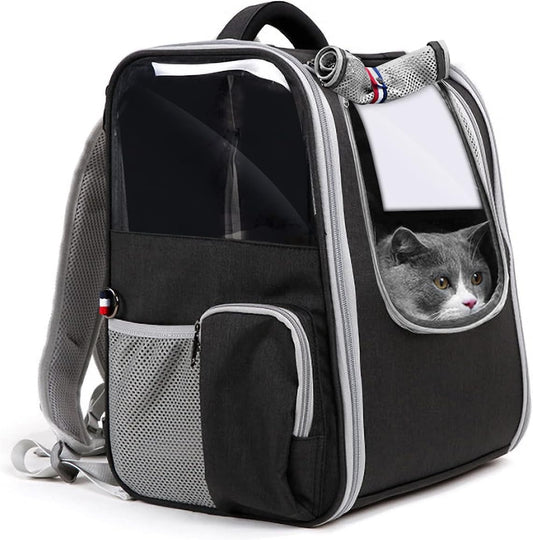 Pet Carrier Backpack Expandable Collapsible Dog Backpack Carrier for Small Dogs Cats, Breathable Pet Backpack Bag for Travel (11Black)