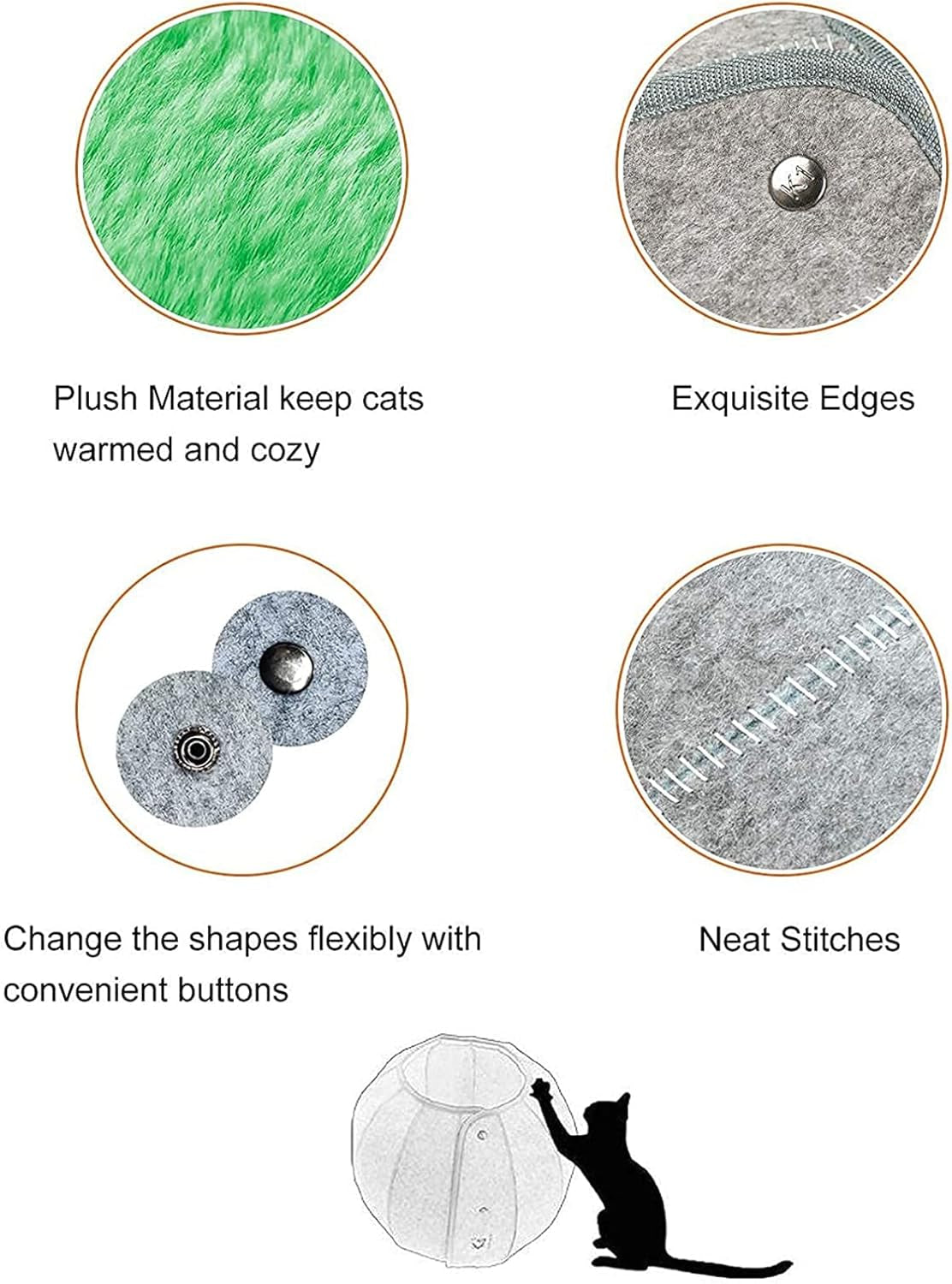 Cat Toy House Condos, Beds for Indoor Cats, Soft Cat Cave Tunnel Play, Multi-Function Foldable Cat Toy for Puppy Dogs and Cats, Green, Large