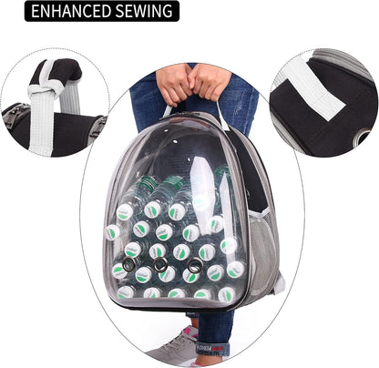 Cat Carrier Backpacks Bubble Bag, Dog Backpack Carrier for Small Dogs/Kitten, Expandable Airline-Approved Transparent Pet Carrying Hiking Traveling Backpack (Black)