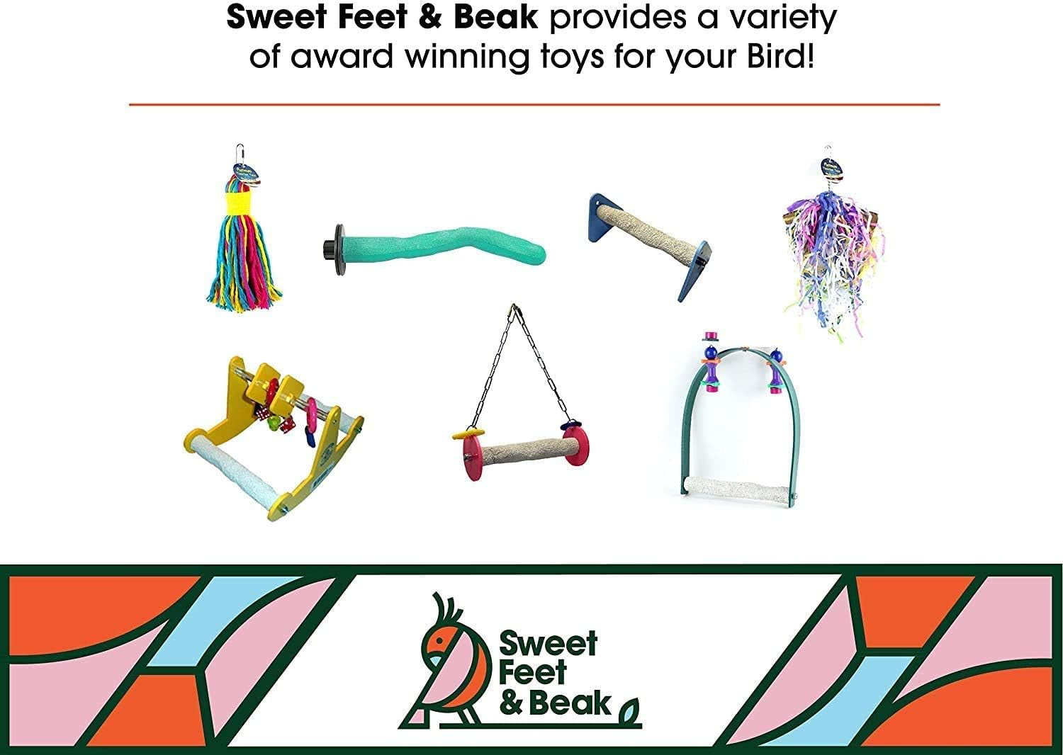 Roll Bird Swing - Pumice Perch Bird Toys Trims Nails and Beaks, Safe and Non-Toxic Bird Cage Accessories for Small and Large Birds, Swinging Toys Birds Will Love, Medium 9 Inches