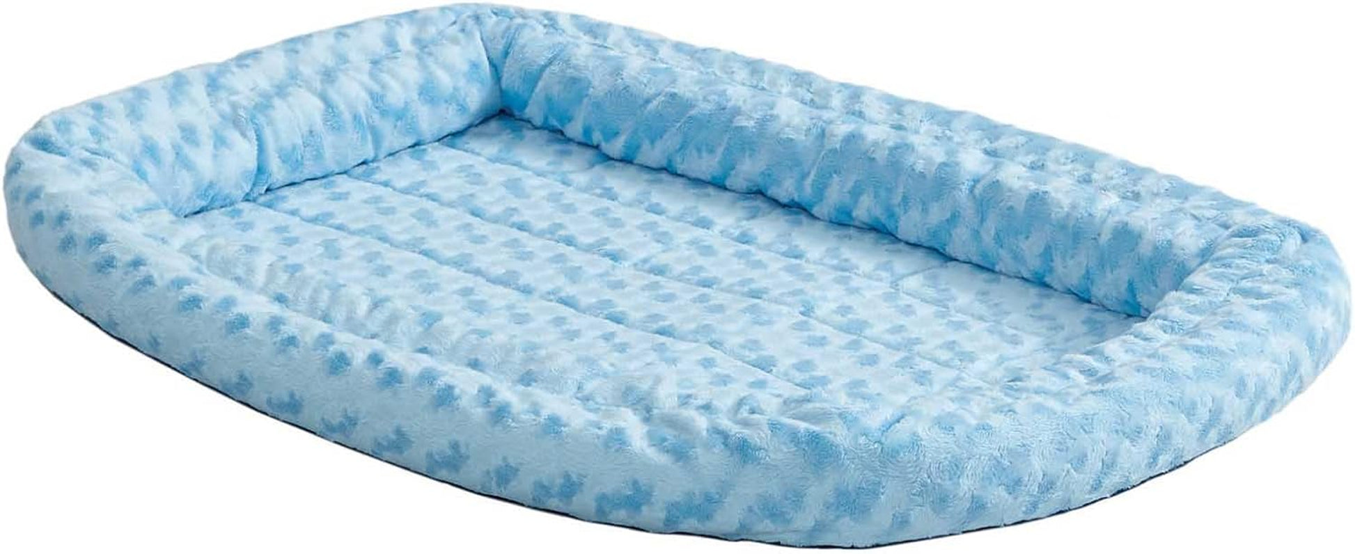 Double Bolster Pet Bed | Blue 30-Inch Dog Bed Ideal for Medium Dog Breeds & Fits 30-Inch Long Dog Crates
