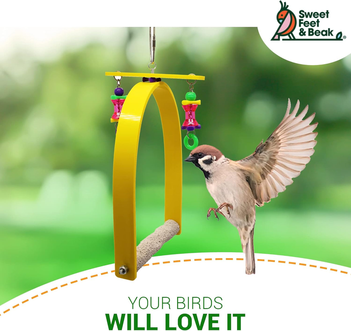 Small Whirly Bird - Perfect Cage Toy Stimulates Visual and Physical Activity - Safe, Non-Toxic, Cage Accessories for Small Birds