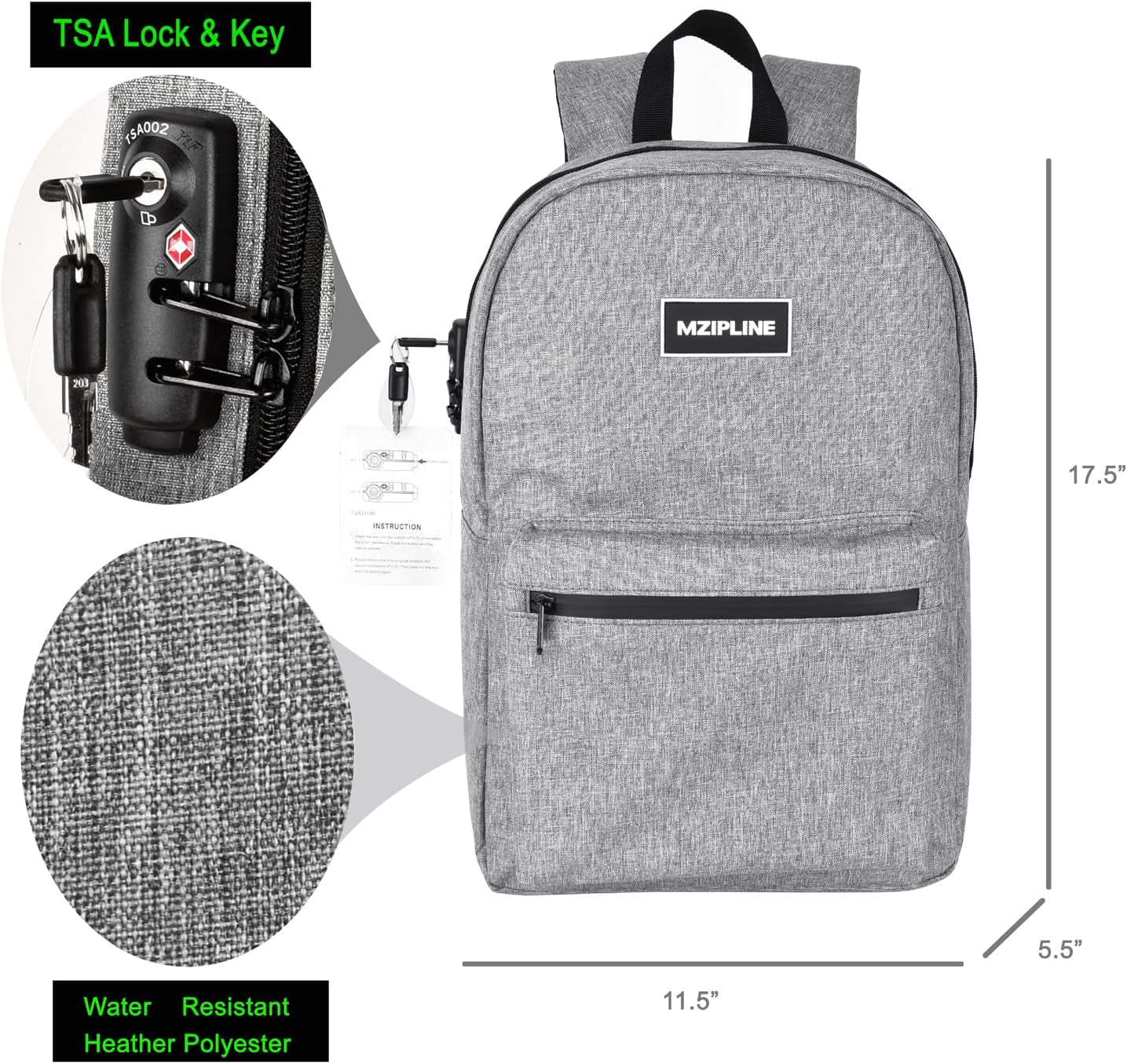Backpack Bag with TSA Lock & Key-Smell Proof-Water Resistant Laptop Daypack Bag for Men & Women Travel (Grey-1)