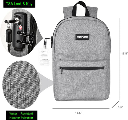 Backpack Bag with TSA Lock & Key-Smell Proof-Water Resistant Laptop Daypack Bag for Men & Women Travel (Grey-1)