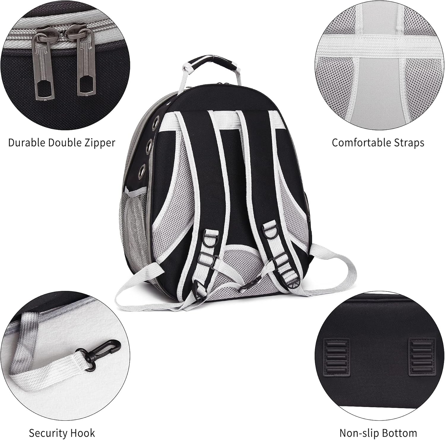 Cat Carrier Backpacks Bubble Bag, Dog Backpack Carrier for Small Dogs/Kitten, Expandable Airline-Approved Transparent Pet Carrying Hiking Traveling Backpack (Black)