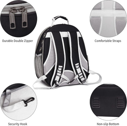 Cat Carrier Backpacks Bubble Bag, Dog Backpack Carrier for Small Dogs/Kitten, Expandable Airline-Approved Transparent Pet Carrying Hiking Traveling Backpack (Black)