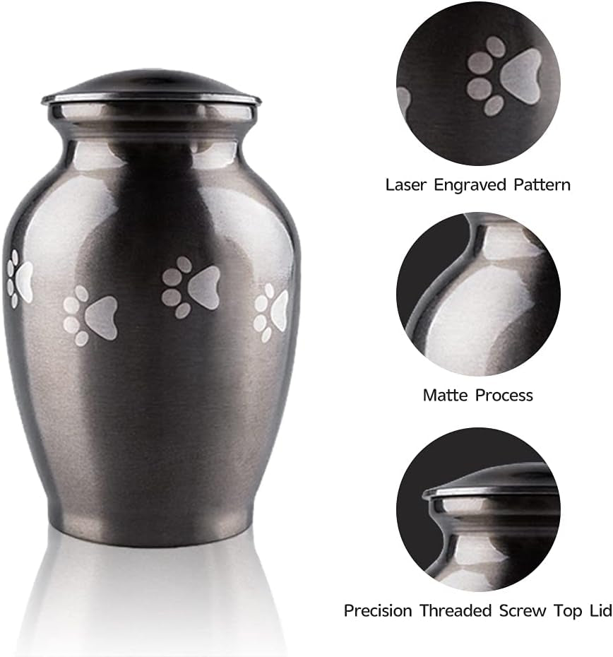 PCS Pet Memorial Cremation Urns for Dogs and Cats Ashes, Dog Keepsake Urns for Ashes with Paw Prints-Large