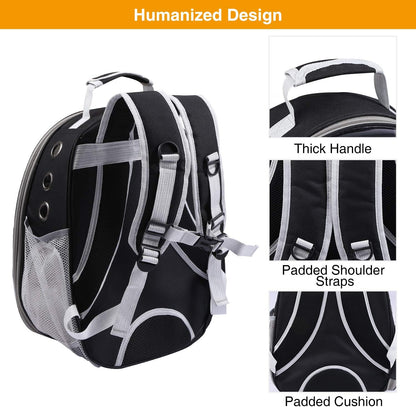 Cat Backpack Carrier Bubble Bag,Small Dog Backpack Carrier for Puppies or Rabbit,Space Capsule Pet Carrier Backpacks Airline Approved for Travel Outdoor Use,Black