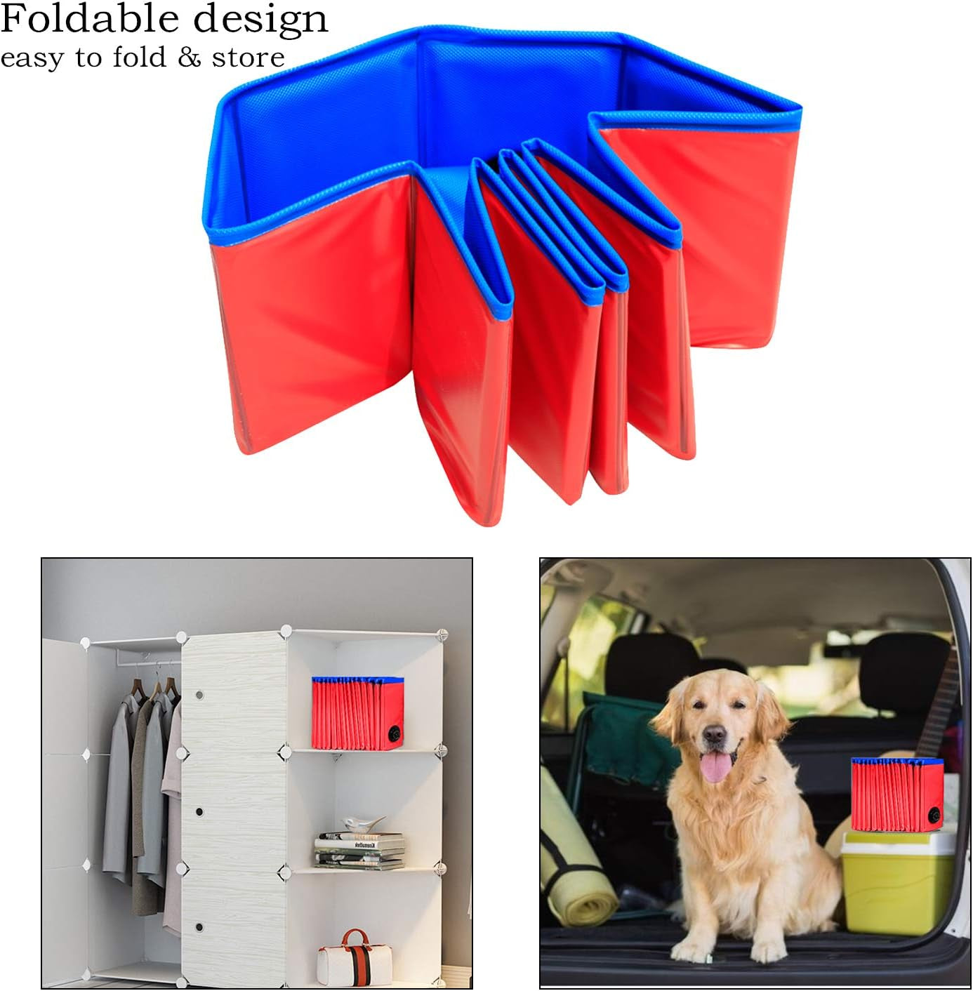 Foldable Dog Pet Bath Pool, Collapsible Swimming Pool for Dogs, Portable PVC Pet Paddling Bath Tub Dog Pools for Large Dogs (2Xlarge-63'' X 12'')
