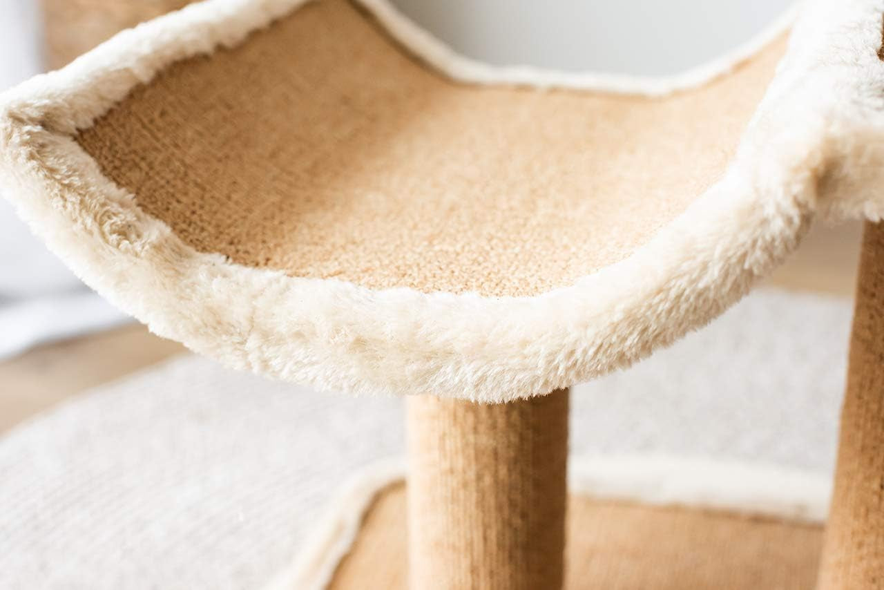 Cat Tree with Scratching Post - Cozy Design of Cat Hammock and Teasing Sisal Cat Rope Invariably Allure Kitten to Stay around This Sturdy and Easy to Assemble Cat Furniture (Comfort Beige)