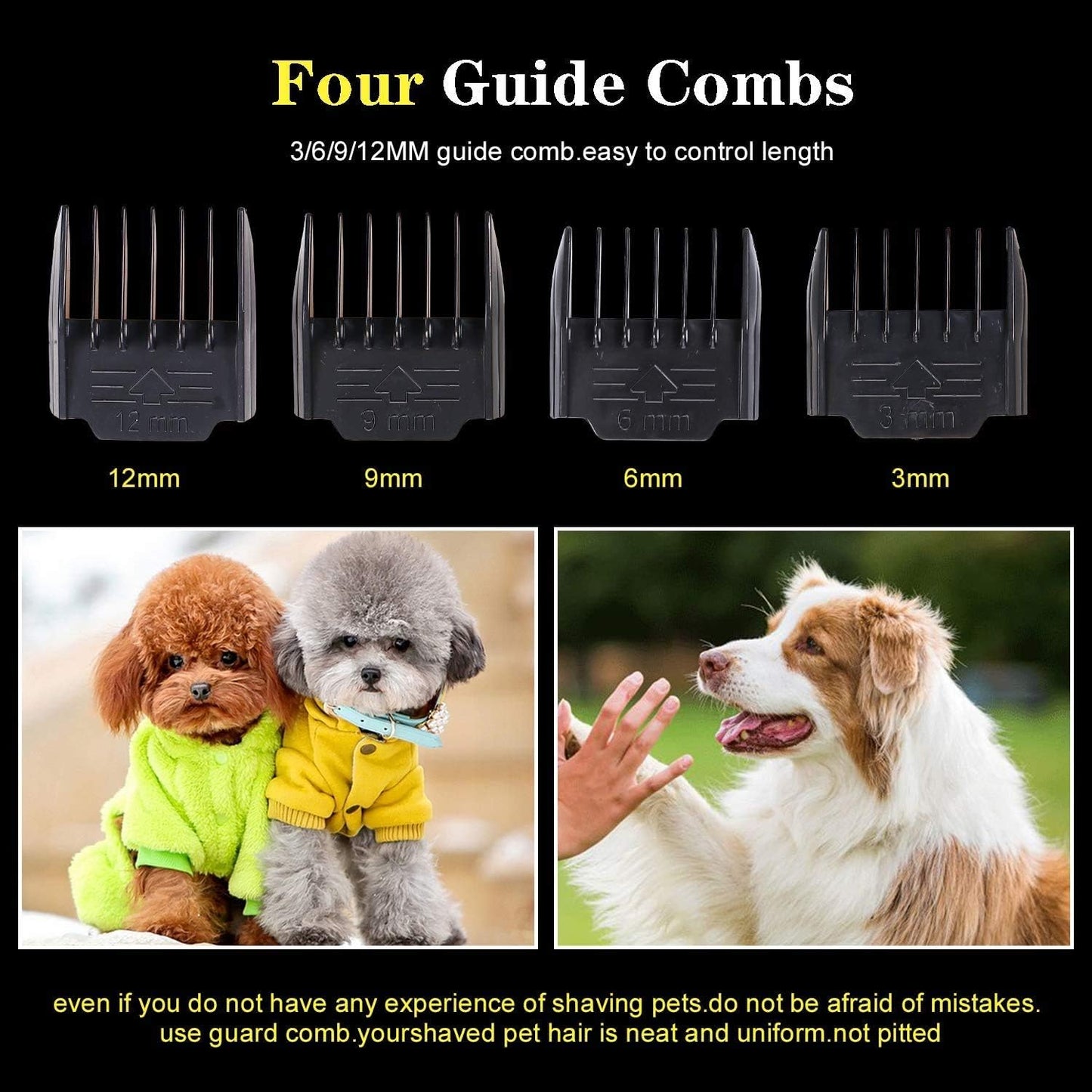 Dog Clippers for Grooming, 12V Dog Hair Clipper, Professional Heavy Duty Pet Grooming Clipper Corded Pet Hair Trimmer for Thick Coats with Guard Combs Brush for Dogs Cats