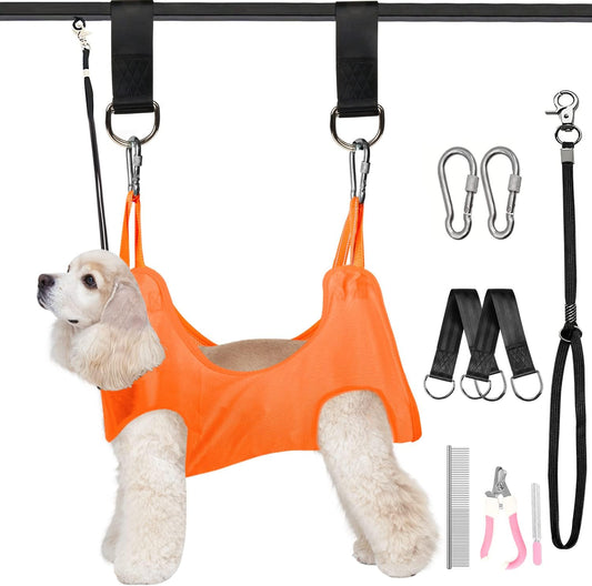 Dog Grooming Hammock Sling for Nail Clipping, Pet Hammock Harness Holder for Medium & Large Cats Nail Trimming, Bathing Washing, Ear/Eye Care