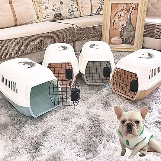 Large and Small Pet Cages, Cats, Pet Cages, Pet Cage Pet Products Cat and Dog Air Box Consignment Simple Air Cage Portable Folding Car Box Cat and Dog Cage Cat and Dog Cage Dog (Color : Khaki)