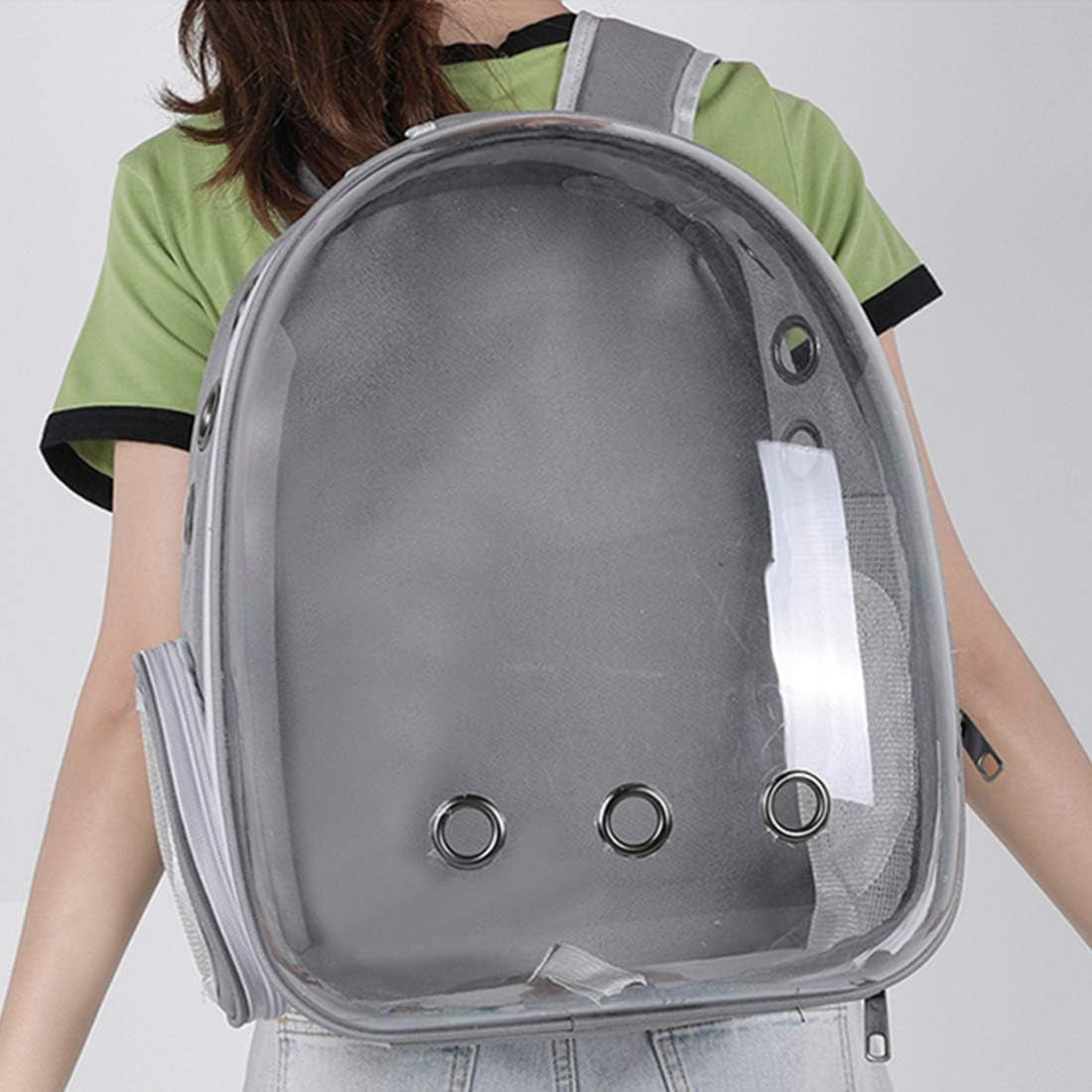 Pet Carrier, Cat/Dog Bubble Backpack, Pet Travel Bag, Small Space Pet Capsule,Airline-Approved Ventilate Transparent Capsule Backpack for Travel and Outdoor Use (Grey)