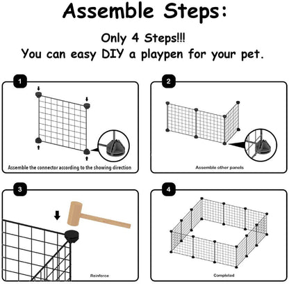 Small Animal Playpen, Small Animal Cage for Indoor Outdoor Use, Portable Metal Wire Yard Fence for Small Animal, Guinea Pigs, Bunny, Turtle, Hamster (11.8X11.8)