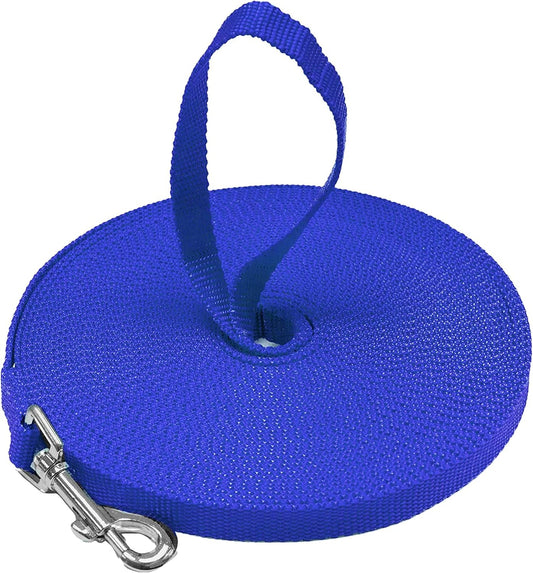 - Long Dog Leash - Dog Training Leash - Recall & Obedience Dog Training Tools - Nylon - 15 Ft - Blue Dog Leash