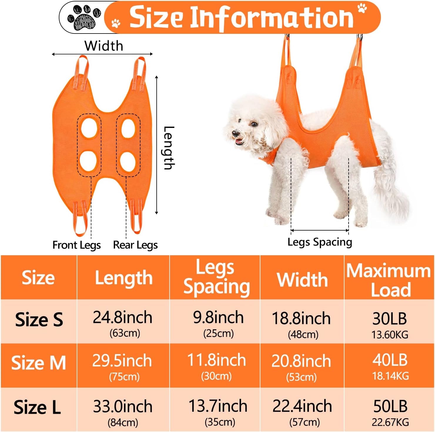 Dog Grooming Hammock Sling for Nail Clipping, Pet Hammock Harness Holder for Medium & Large Cats Nail Trimming, Bathing Washing, Ear/Eye Care